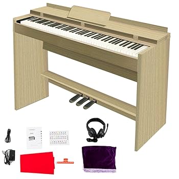 電子ピアノ88鍵盤　ハンマーアクション鍵盤　３本ペダル　ウォールナット Amazon | Carina 電子ピアノ 88鍵盤 キーボード ハンマー